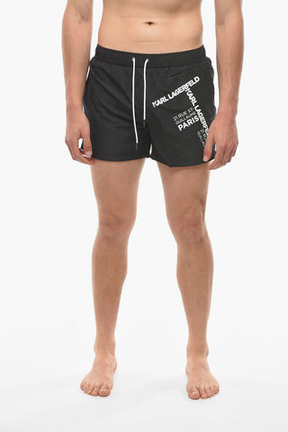 RUE ST-GUILLAUME Costume da Bagno Boxer con Stampe Logo a Contrasto