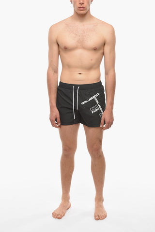 RUE ST-GUILLAUME Costume da Bagno Boxer con Stampe Logo a Contrasto
