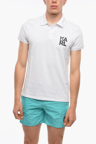 Solid Color 2 Buttons Polo Shirt with Printed Logo