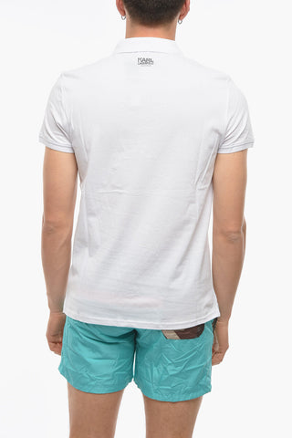 Solid Color 2 Buttons Polo Shirt with Printed Logo