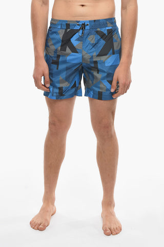 RUE ST-GUILLAME Geometric Motif Swim Shorts