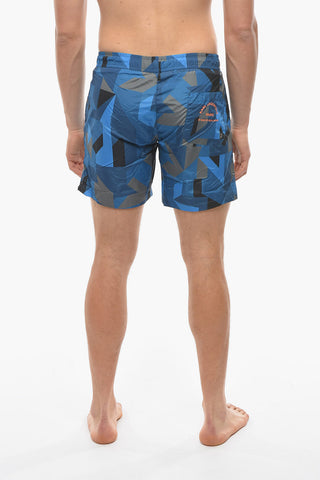 RUE ST-GUILLAME Geometric Motif Swim Shorts