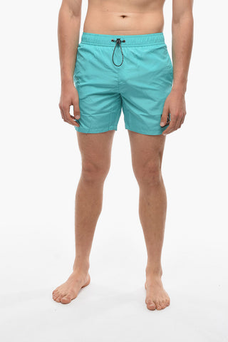 RUE ST-GUILLAME Solid Color Swim Shorts with 3 Pockets