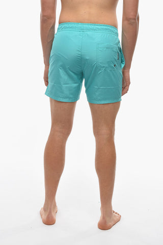 RUE ST-GUILLAME Solid Color Swim Shorts with 3 Pockets