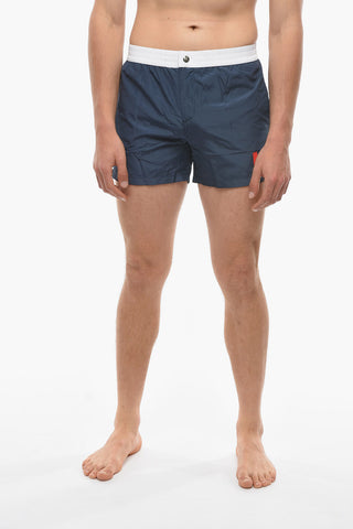 Costume da Bagno Boxer Bicolore con Bottone Logato