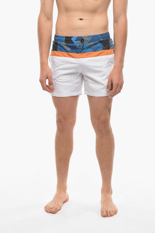 RUE ST-GUILLAUME Costume da Bagno Boxer In Fantasia Geometrica sulla Parte Alta