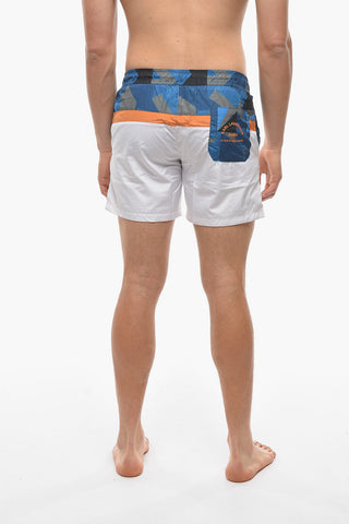 RUE ST-GUILLAUME Costume da Bagno Boxer In Fantasia Geometrica sulla Parte Alta