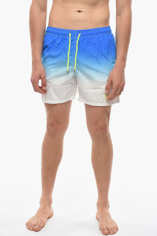 Costume Da Bagno Boxer Effetto Sfumato con Lacci a Contrasto
