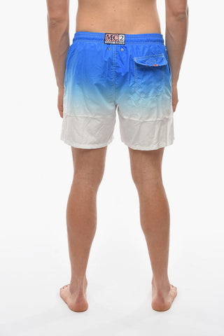 Costume Da Bagno Boxer Effetto Sfumato con Lacci a Contrasto
