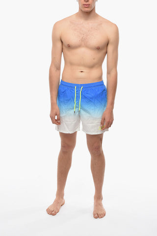 Costume Da Bagno Boxer Effetto Sfumato con Lacci a Contrasto