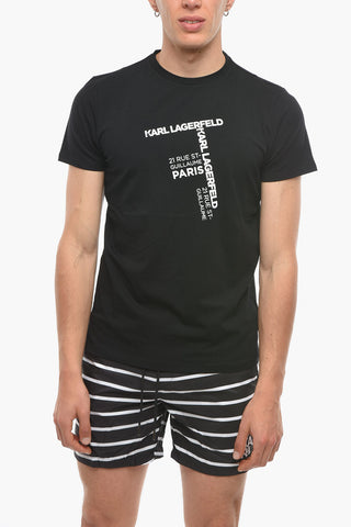 RUE ST-GUILLAME Solid Color Crew-neck T-Shirt with Printed Contrasting Logo