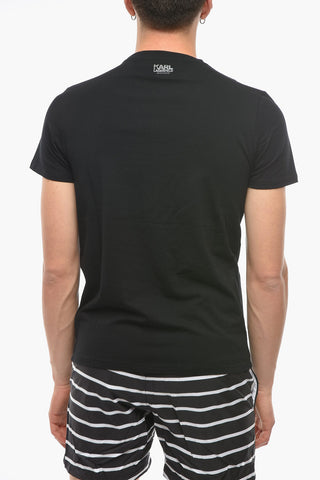 RUE ST-GUILLAME Solid Color Crew-neck T-Shirt with Printed Contrasting Logo