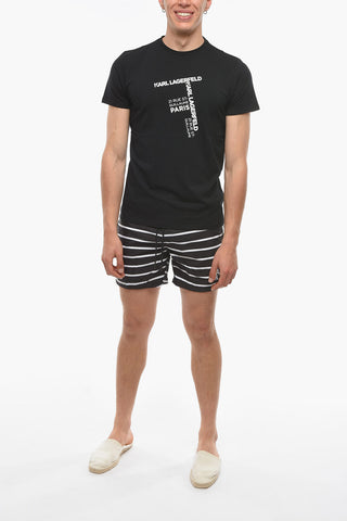 RUE ST-GUILLAME Solid Color Crew-neck T-Shirt with Printed Contrasting Logo