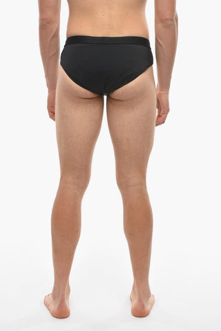 Solid Color Swim Brief with Contrasting Logo