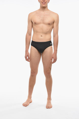 Solid Color Swim Brief with Contrasting Logo