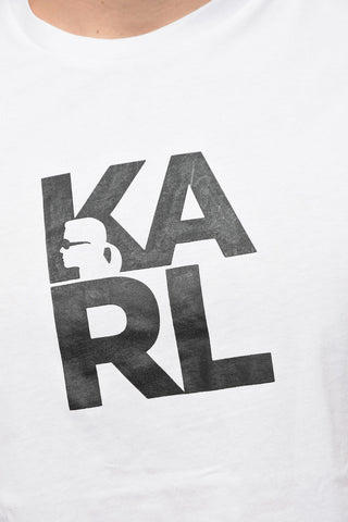 T-Shirt Girocollo in Tinta unita con Stampa Logo a Contrasto