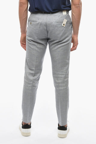 Houndstooth Motif Virgin Wool and Flax RAVAL Pants