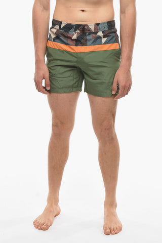  RUE ST-GUILLAME Swim Shorts with Geometric Patterned Detail