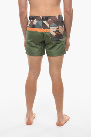  RUE ST-GUILLAME Swim Shorts with Geometric Patterned Detail