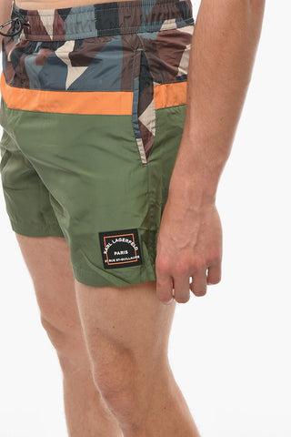  RUE ST-GUILLAME Swim Shorts with Geometric Patterned Detail