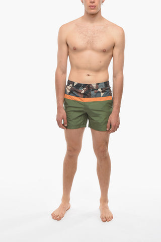  RUE ST-GUILLAME Swim Shorts with Geometric Patterned Detail