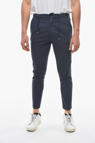 Solid Color Cotton and Linen MITTE Pants with Drawstring Waist