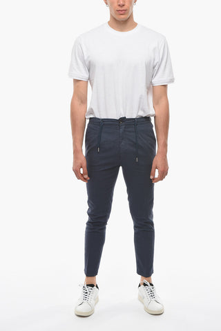 Solid Color Cotton and Linen MITTE Pants with Drawstring Waist