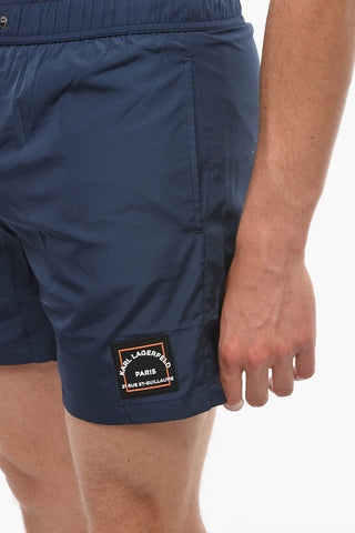 RUE ST-GUILLAUME Solid Color BASIC Swim Shorts with 3 Pockets