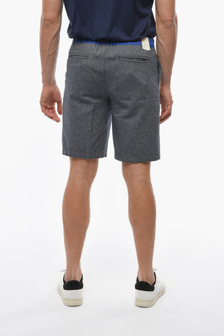 Cotton and Flax Shorts with Industrial Belt