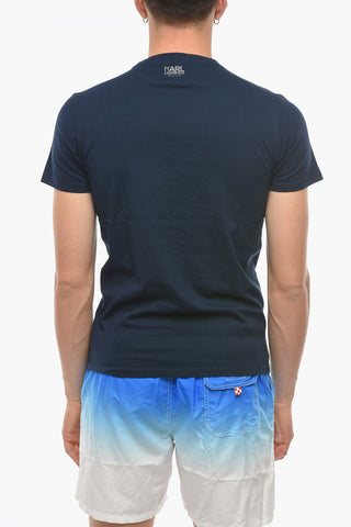 Crew-neck T-Shirt with Printed Contrasting Logo