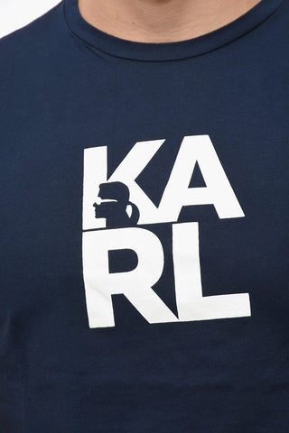 Crew-neck T-Shirt with Printed Contrasting Logo