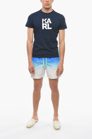 Crew-neck T-Shirt with Printed Contrasting Logo