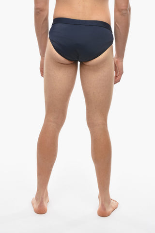 Solid Color Swim Brief with Contrasting Logo