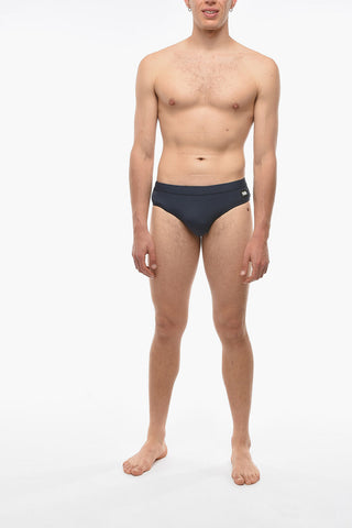 Solid Color Swim Brief with Contrasting Logo