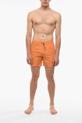 RUE ST-GUILLAME Solid Color Swim Shorts with 3 Pockets