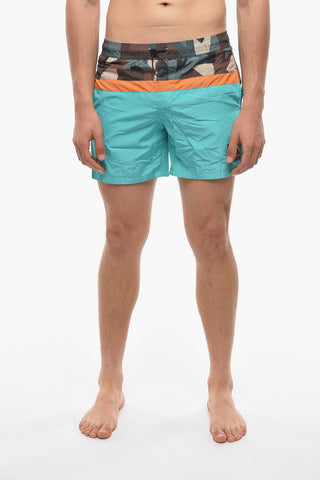 RUE ST-GUILLAME Swim Shorts with Geometric Patterned Detail