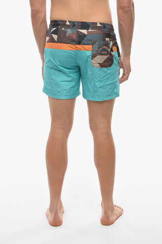 RUE ST-GUILLAME Swim Shorts with Geometric Patterned Detail