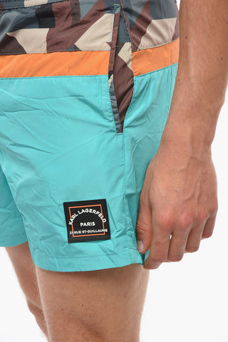 RUE ST-GUILLAME Swim Shorts with Geometric Patterned Detail