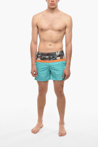 RUE ST-GUILLAME Swim Shorts with Geometric Patterned Detail