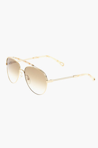 Aviator Sunglasses with Marble-Effect Temple