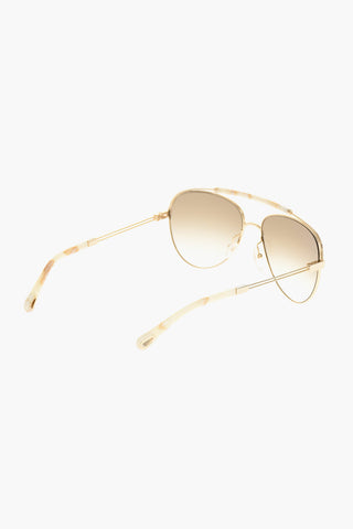Aviator Sunglasses with Marble-Effect Temple
