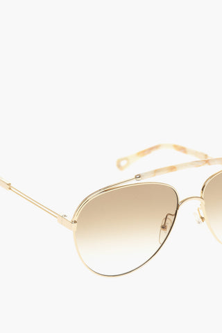 Aviator Sunglasses with Marble-Effect Temple