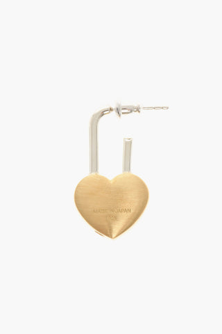Orecchino Singolo in Argento con Lucchetto a Forma di Cuore