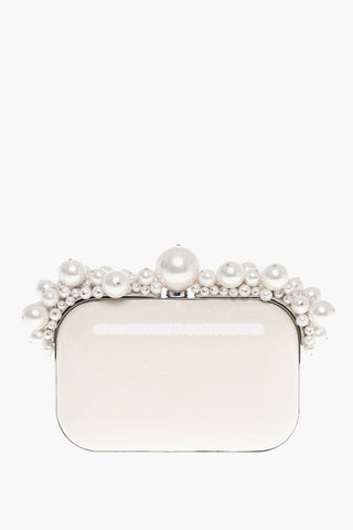 Patent Leather CLOUD Minaudière with Decorative Pearls