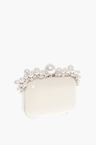 Patent Leather CLOUD Minaudière with Decorative Pearls