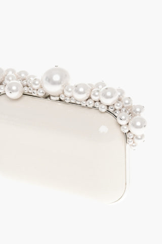 Patent Leather CLOUD Minaudière with Decorative Pearls