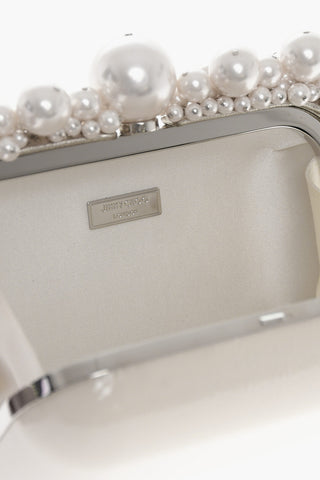 Patent Leather CLOUD Minaudière with Decorative Pearls