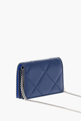 Quilted Leather Card Holder with Chain Shoulder Strap