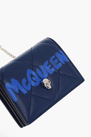 Quilted Leather Card Holder with Chain Shoulder Strap