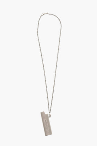 Silver Tone Necklace with Pendant in the Shape of a Lighter Holder